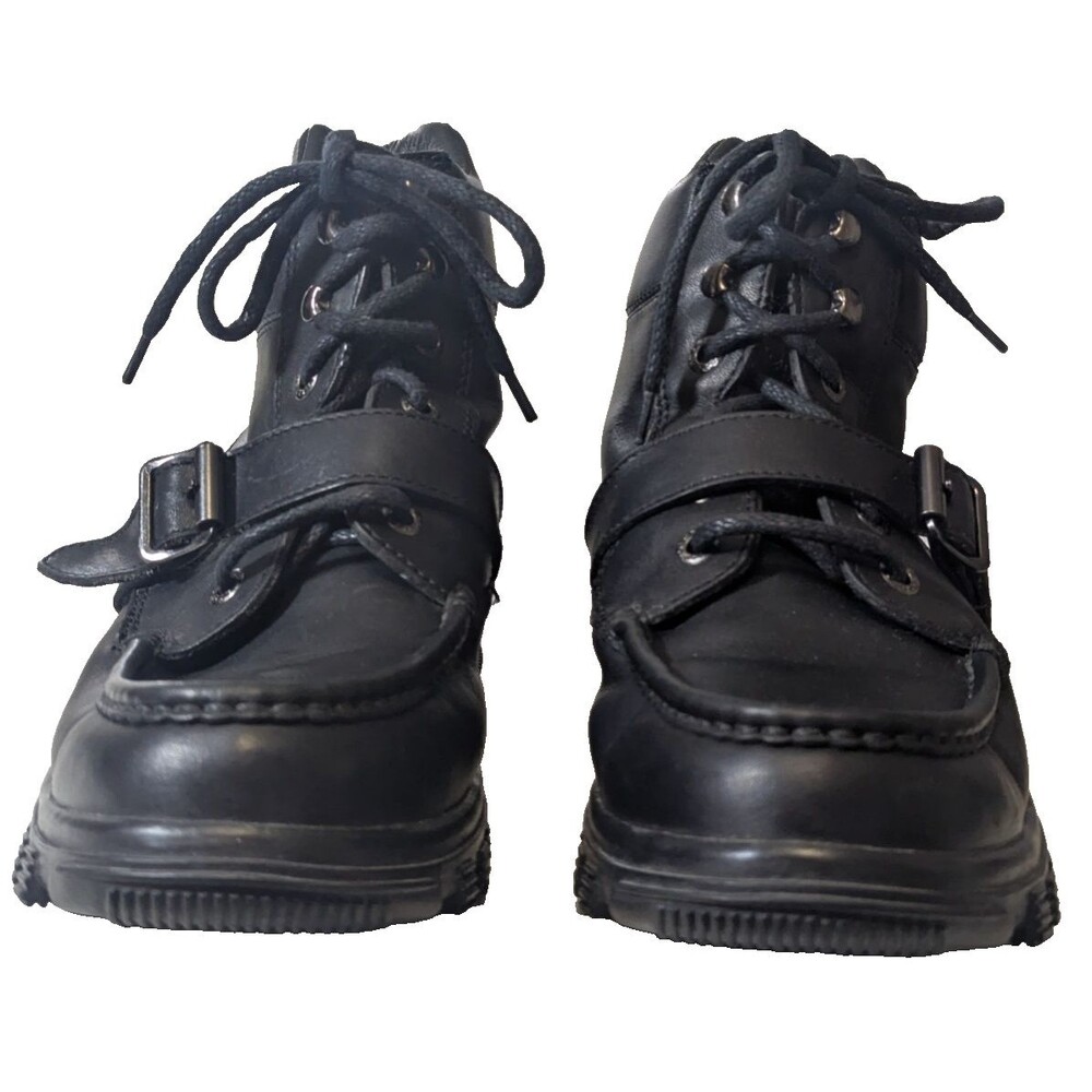 VTG 90s Polo Sport Ralph Lauren MB3501 Black Leather Hiking Boots Men's 13D